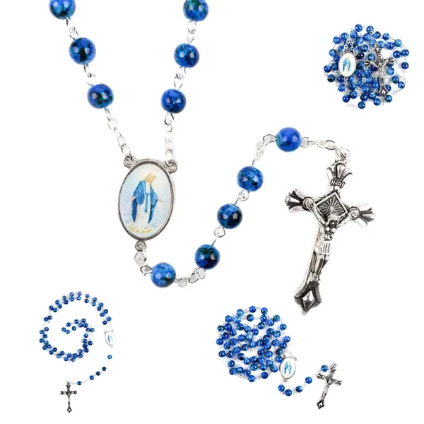 Lucite Cross Rosary Beads Necklace - Lucite Cross Rosary Beads Necklace - Image 0 of 2