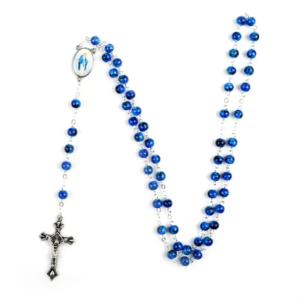 Lucite Cross Rosary Beads Necklace - Lucite Cross Rosary Beads Necklace - Image 1 of 2