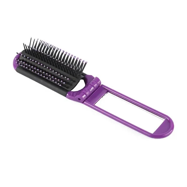 Foldable Hair Brush w/ Compact Mirror - Foldable Hair Brush w/ Compact Mirror - Image 6 of 7