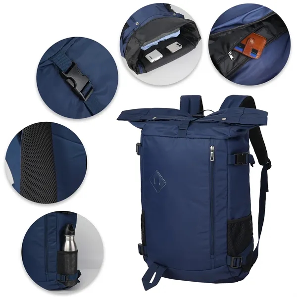 Expanded Nylon Unisex Roll-Top Sports Backpack - Expanded Nylon Unisex Roll-Top Sports Backpack - Image 4 of 7