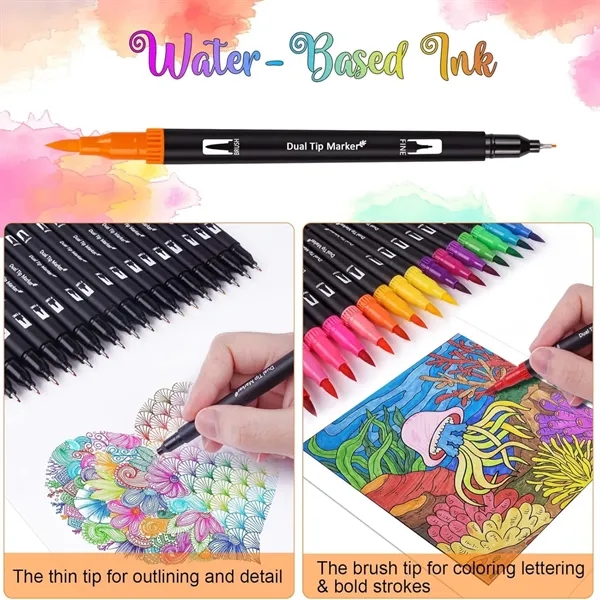 72 Colors Double Brush Art Markers Set - 72 Colors Double Brush Art Markers Set - Image 3 of 5