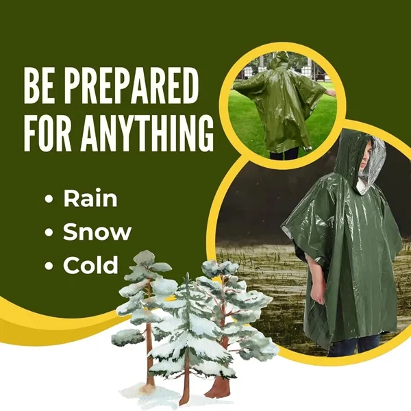 Waterproof Emergency Survival Rain Poncho with Whistle - Waterproof Emergency Survival Rain Poncho with Whistle - Image 3 of 5