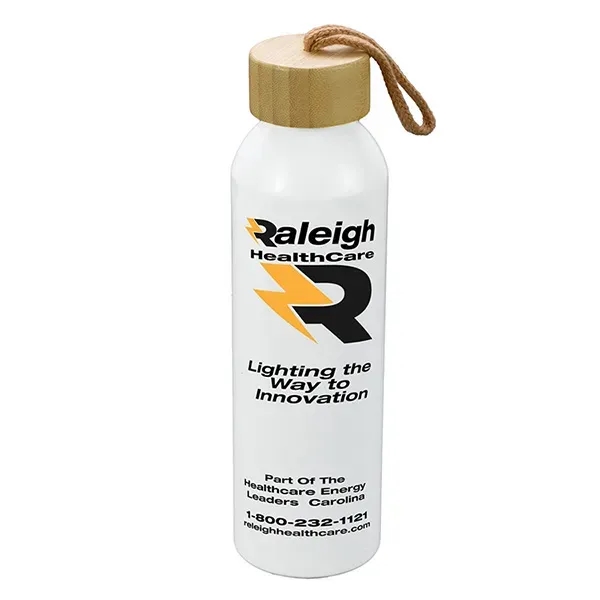 Custom Whitney 22oz Recycled Aluminum Bottle With a Bamboo Lid