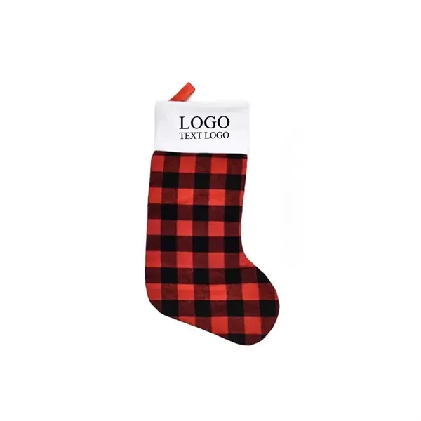 Custom Plaid Christmas Stocking Ornament (Large)