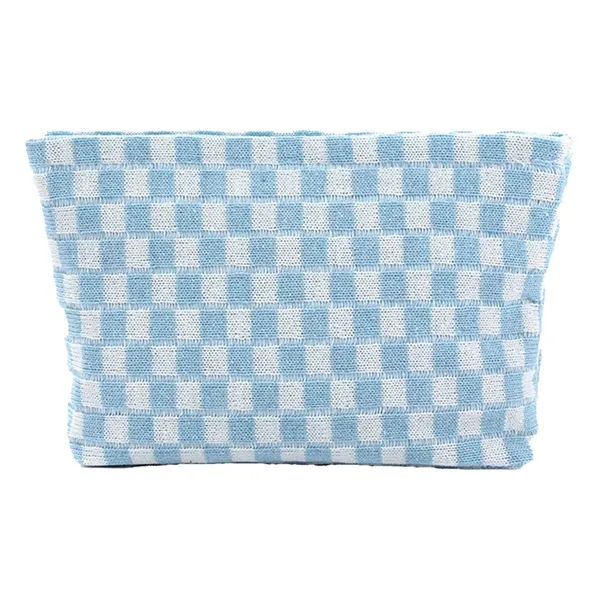 Wool Large Checkered Cosmetic Storage Bag with High Capacity - Wool Large Checkered Cosmetic Storage Bag with High Capacity - Image 1 of 5