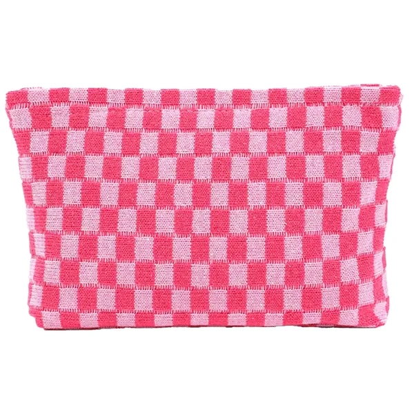 Wool Large Checkered Cosmetic Storage Bag with High Capacity - Wool Large Checkered Cosmetic Storage Bag with High Capacity - Image 5 of 5