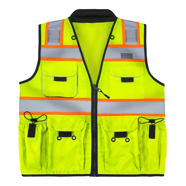 ANSI Class 2 Deluxe Solid Green Surveyors Vest - ANSI Class 2 Deluxe Solid Green Surveyors Vest - Image 0 of 3