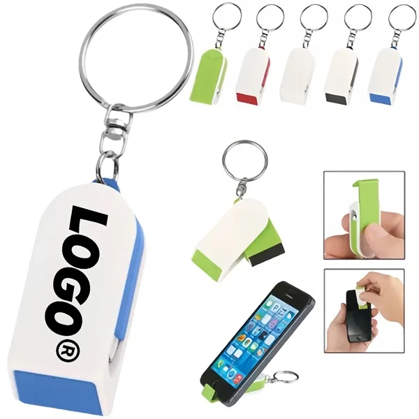 Keychain Phone Stand With Screen Cleaner Custom Logo Stock - Keychain Phone Stand With Screen Cleaner Custom Logo Stock - Image 0 of 8