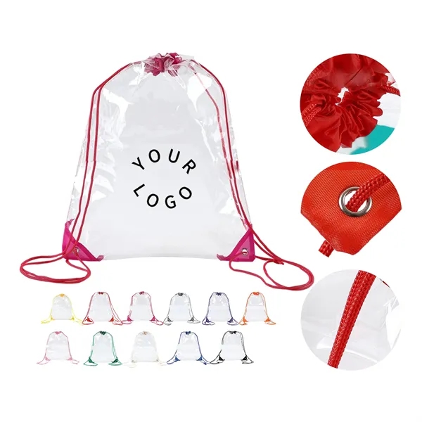 Drawstring Backpack Bag with Waterproof PVC - Drawstring Backpack Bag with Waterproof PVC - Image 0 of 13