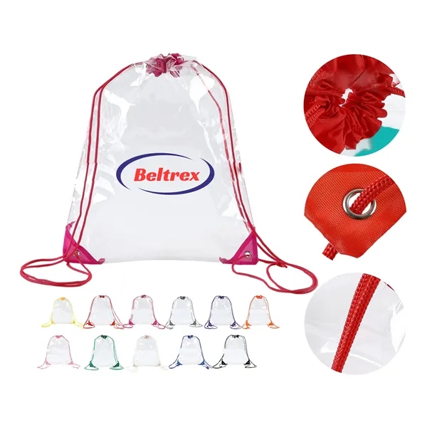 Drawstring Backpack Bag with Waterproof PVC - Drawstring Backpack Bag with Waterproof PVC - Image 1 of 13