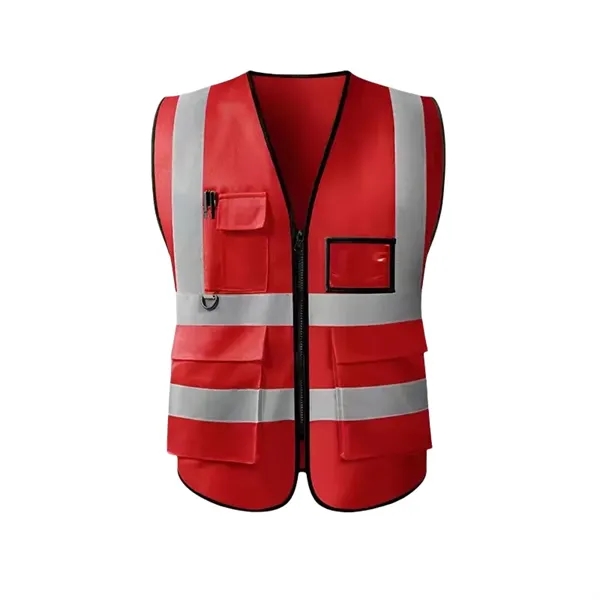 Reflective Safety Vest w/ 5 Pockets & Zipper - Reflective Safety Vest w/ 5 Pockets & Zipper - Image 9 of 15