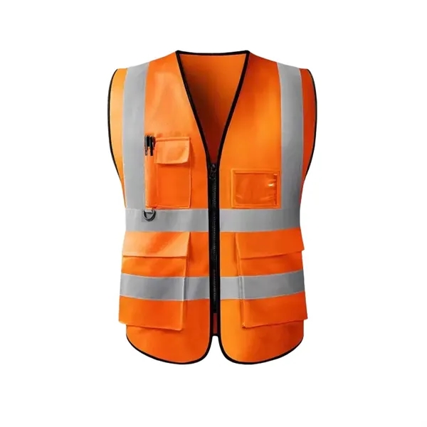 Reflective Safety Vest w/ 5 Pockets & Zipper - Reflective Safety Vest w/ 5 Pockets & Zipper - Image 11 of 15