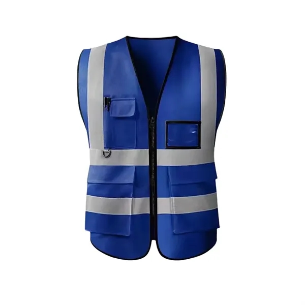 Reflective Safety Vest w/ 5 Pockets & Zipper - Reflective Safety Vest w/ 5 Pockets & Zipper - Image 12 of 15