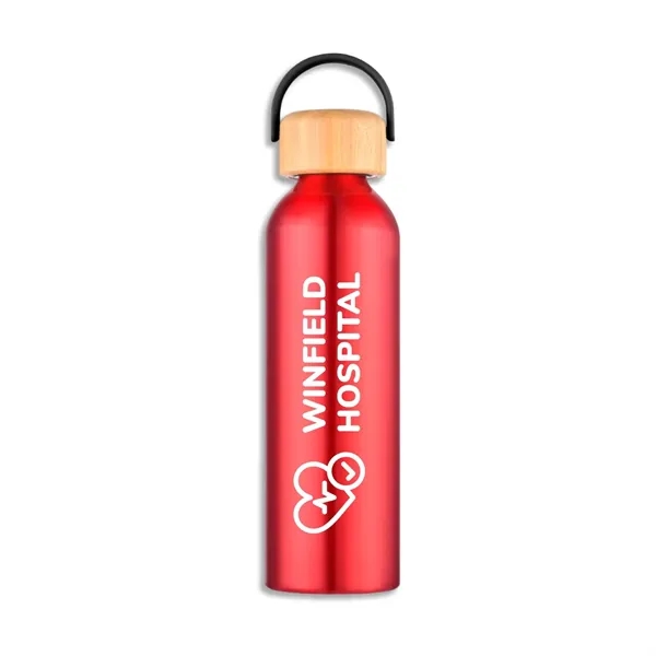Juno 24 oz Recycled Aluminum Water Bottle with Bamboo Lid - Juno 24 oz Recycled Aluminum Water Bottle with Bamboo Lid - Image 0 of 10