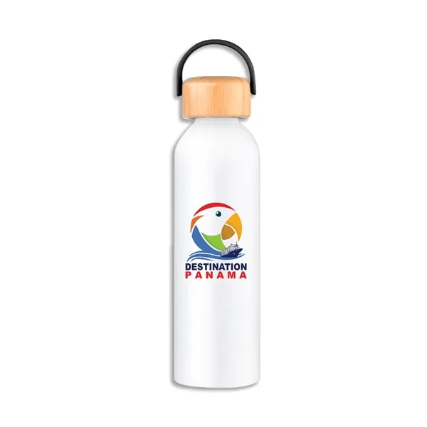 Juno 24 oz Recycled Aluminum Water Bottle with Bamboo Lid - Juno 24 oz Recycled Aluminum Water Bottle with Bamboo Lid - Image 2 of 10