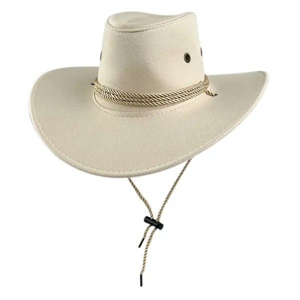 Suede Western Western Cowboy Wide Brim Sun Hat With Strap - Suede Western Western Cowboy Wide Brim Sun Hat With Strap - Image 1 of 8