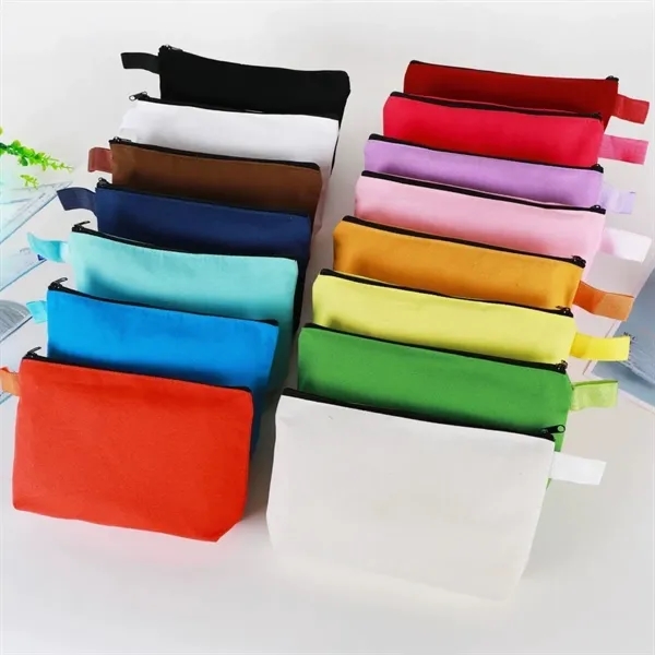 Multipurpose Zipper Canvas Pencil  Travel Cosmetic Bags - Multipurpose Zipper Canvas Pencil  Travel Cosmetic Bags - Image 2 of 2