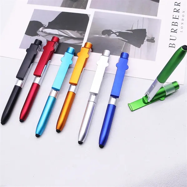 LED Light Stylus Ballpoint Pen with Foldable Phone Holder - LED Light Stylus Ballpoint Pen with Foldable Phone Holder - Image 1 of 3