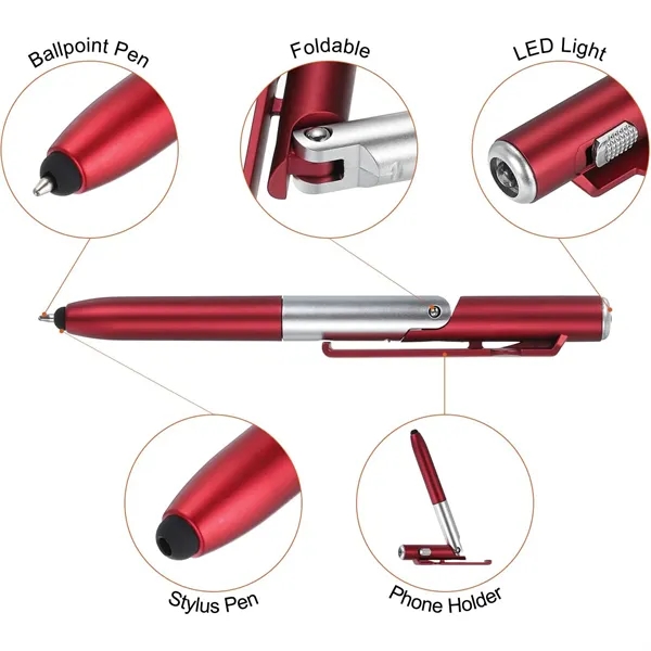 LED Light Stylus Ballpoint Pen with Foldable Phone Holder - LED Light Stylus Ballpoint Pen with Foldable Phone Holder - Image 2 of 3