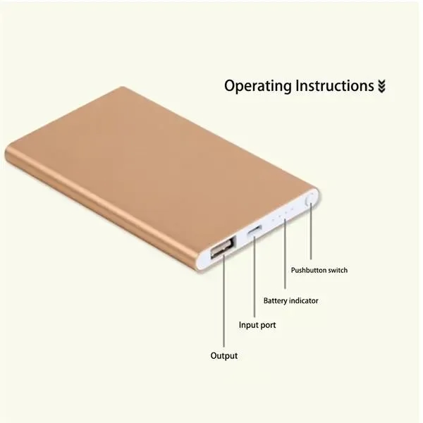 5000mAh Power Bank Ultra-thin Durable Portable Charger Metal - 5000mAh Power Bank Ultra-thin Durable Portable Charger Metal - Image 2 of 5