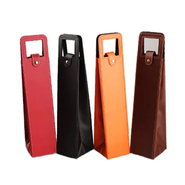 Luxury PU Leather Wine Bottle Gift Bag - Luxury PU Leather Wine Bottle Gift Bag - Image 2 of 4