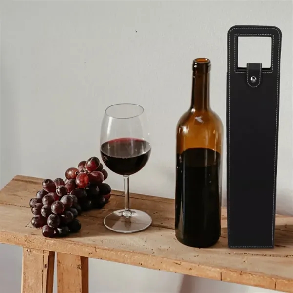 Luxury PU Leather Wine Bottle Gift Bag - Luxury PU Leather Wine Bottle Gift Bag - Image 3 of 4