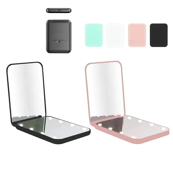LED Lighted Travel Makeup Mirror - LED Lighted Travel Makeup Mirror - Image 0 of 4