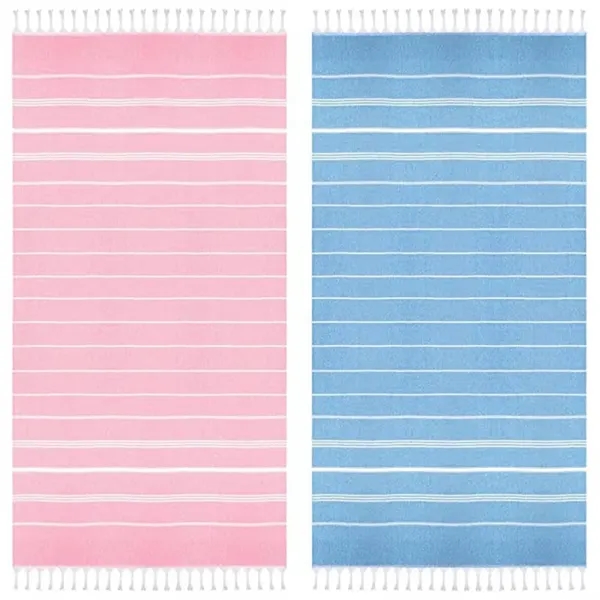 Turkish Striped Fringed Beach Sand Free Towel - Turkish Striped Fringed Beach Sand Free Towel - Image 3 of 5