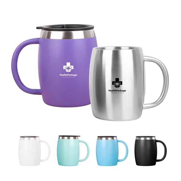 Stainless Steel Coffee Mug with Lid 14 Oz - Stainless Steel Coffee Mug with Lid 14 Oz - Image 0 of 6