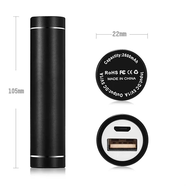 2,600 mAh Mini Portable Aluminum Power Bank Charger - 2,600 mAh Mini Portable Aluminum Power Bank Charger - Image 1 of 5