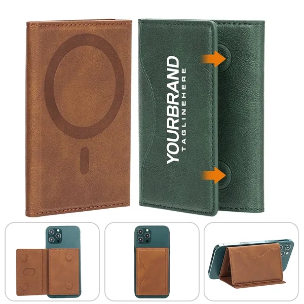 Tri-Fold Magnetic Wallet with Card Holder and Stand - Tri-Fold Magnetic Wallet with Card Holder and Stand - Image 1 of 6