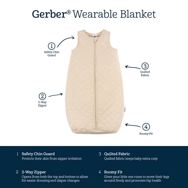 Baby Neutral Heather Quilted Jersey Wearable Blanket - Baby Neutral Heather Quilted Jersey Wearable Blanket - Image 9 of 12