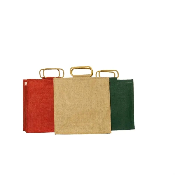 All Natural Jute Bag With Cane Handles - All Natural Jute Bag With Cane Handles - Image 1 of 1