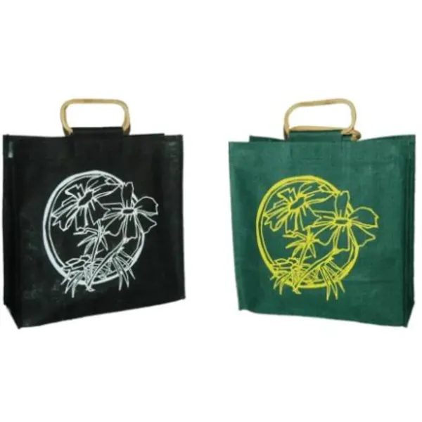 All Natural Jute Bag With Cane Handles - All Natural Jute Bag With Cane Handles - Image 0 of 1