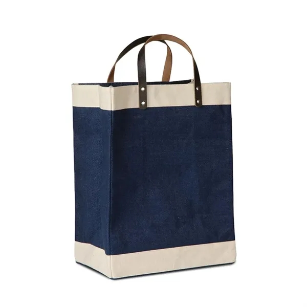 Laminated Jute Tote Bag with Cotton Accents and Leather Hand - Laminated Jute Tote Bag with Cotton Accents and Leather Hand - Image 2 of 3