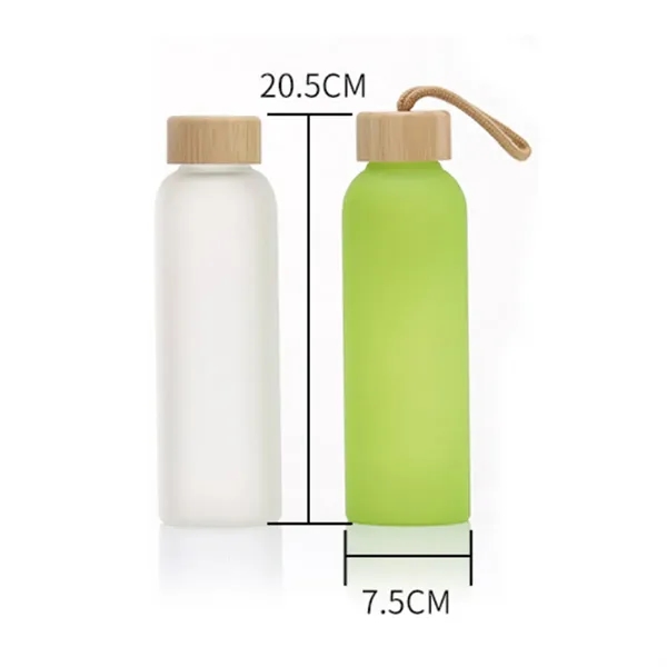 Colorful Frosted Glass Water Bottle with Bamboo Lid - Colorful Frosted Glass Water Bottle with Bamboo Lid - Image 1 of 4