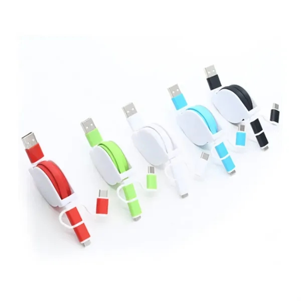 Retractable 3-in-1 Charging Cable W/ Custom Logo - Retractable 3-in-1 Charging Cable W/ Custom Logo - Image 2 of 4