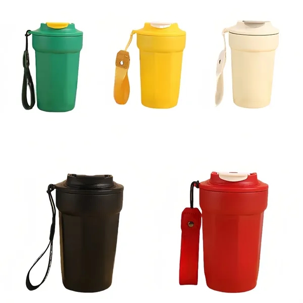 Insulated Travel Coffee Mug With Carrying Handle Strap - Insulated Travel Coffee Mug With Carrying Handle Strap - Image 2 of 2