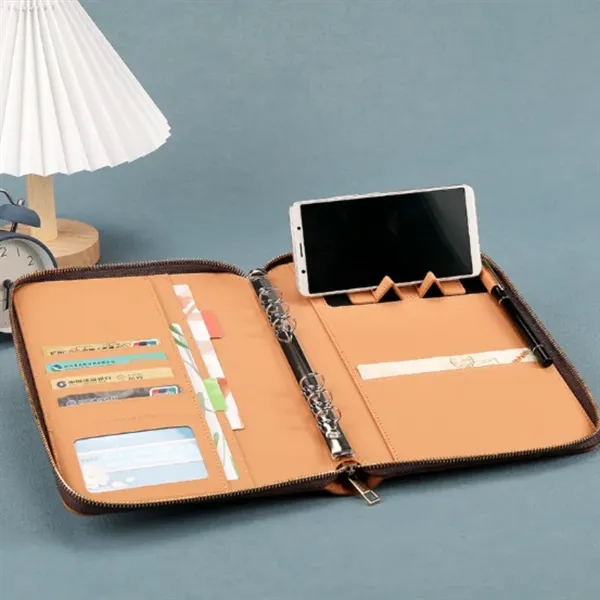 A5 Binder Case PU Leather Portfolio Refillable Notebook - A5 Binder Case PU Leather Portfolio Refillable Notebook - Image 1 of 7