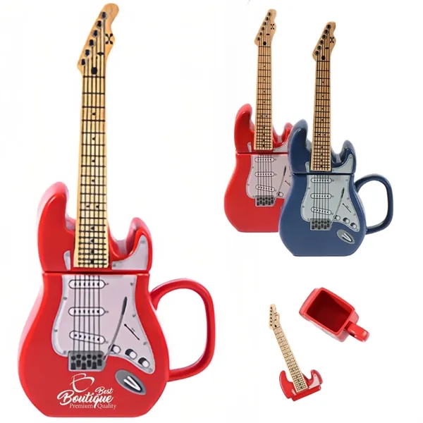 Guitar Shape Ceramic Mug Musician Music Lover - Guitar Shape Ceramic Mug Musician Music Lover - Image 0 of 2