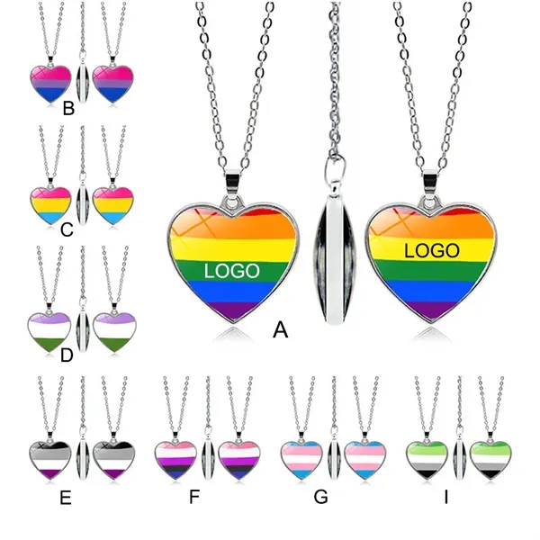 Heart Shape Pride Jewelry Rainbow Beaded Charm Necklace - Heart Shape Pride Jewelry Rainbow Beaded Charm Necklace - Image 0 of 6