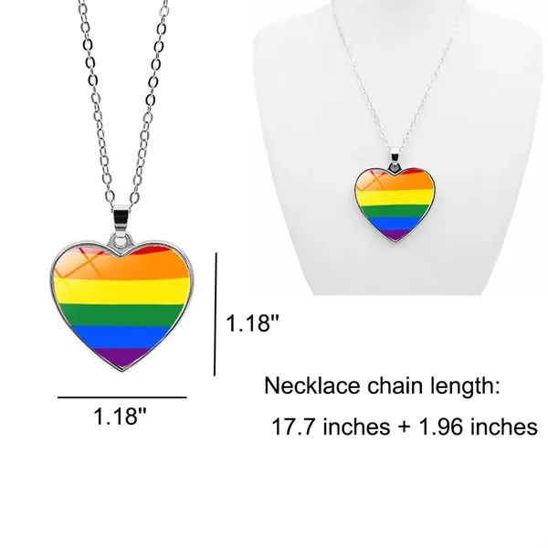 Heart Shape Pride Jewelry Rainbow Beaded Charm Necklace - Heart Shape Pride Jewelry Rainbow Beaded Charm Necklace - Image 1 of 6