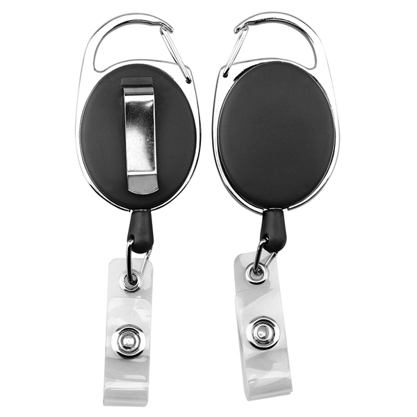 Oval shape retractable badge holder with clip - Oval shape retractable badge holder with clip - Image 5 of 7