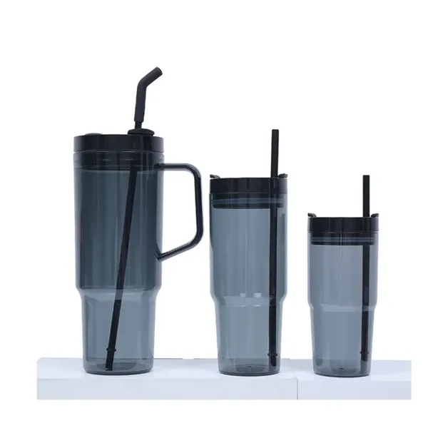 40oz Plastic Drinkware Juice Cup With Straw And Handle - 40oz Plastic Drinkware Juice Cup With Straw And Handle - Image 1 of 3