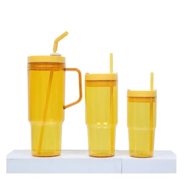 40oz Plastic Drinkware Juice Cup With Straw And Handle - 40oz Plastic Drinkware Juice Cup With Straw And Handle - Image 3 of 3
