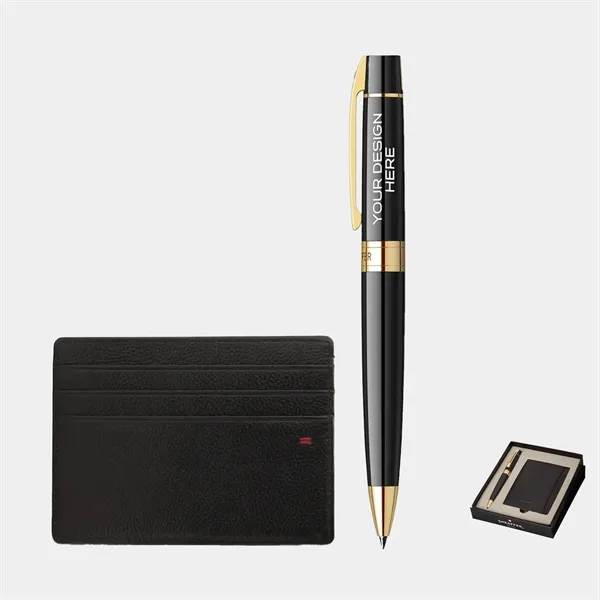 SHEAFFER® Gift Set Gold 300 Ballpoint Pen w/ Card Holder - SHEAFFER® Gift Set Gold 300 Ballpoint Pen w/ Card Holder - Image 0 of 9