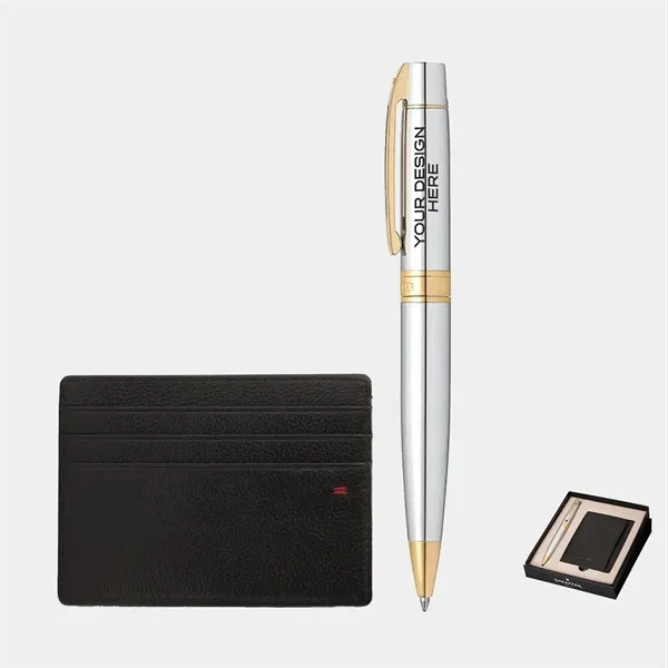 SHEAFFER® Gift Set Chrome 300 Ballpoint Pen w/ Card Holder - SHEAFFER® Gift Set Chrome 300 Ballpoint Pen w/ Card Holder - Image 0 of 7