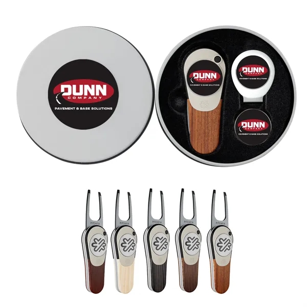 Pitchfix Woodie Golf Divot Tool Deluxe Gift Set w/ Hat Clip - Pitchfix Woodie Golf Divot Tool Deluxe Gift Set w/ Hat Clip - Image 0 of 6