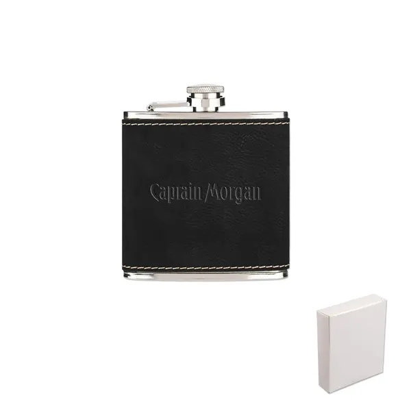 Leatherette Wrapped 6 Oz. Stainless Steel Hip Flask - Leatherette Wrapped 6 Oz. Stainless Steel Hip Flask - Image 1 of 2