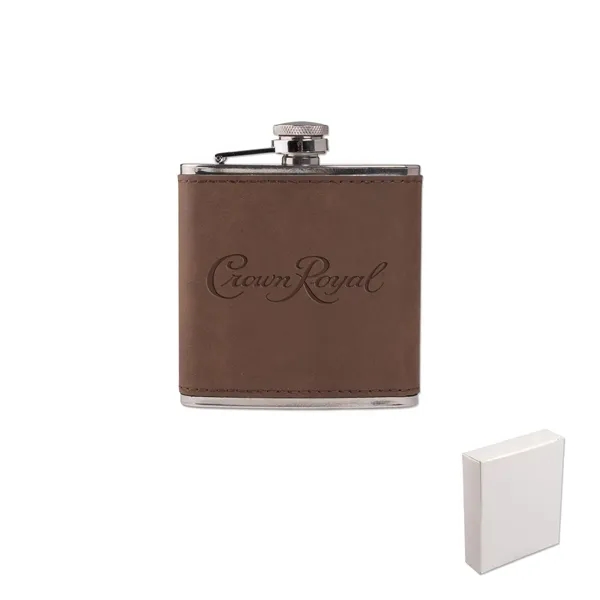 Leatherette Wrapped 6 Oz. Stainless Steel Hip Flask - Leatherette Wrapped 6 Oz. Stainless Steel Hip Flask - Image 2 of 2